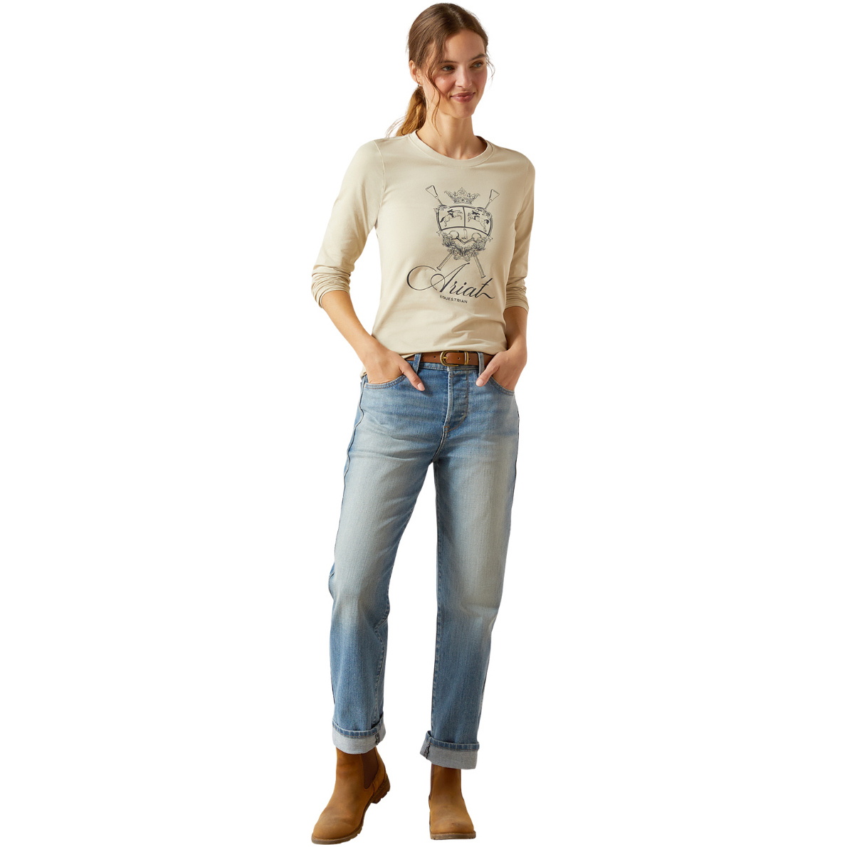 2025 Ariat Womens Ritzy Logo T-Shirt 10062570 - Pelican